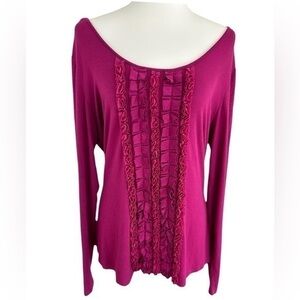 Cable and Gauge ruffle front long sleeve top